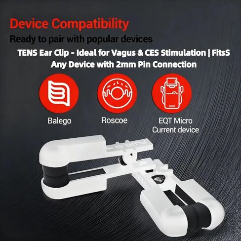 Ear Clip Electrode Double-Sided Rubber Head Comfortable, Compatible for Tens Unit & CES Stimulation, White + Black 4 Pieces in Kuwait