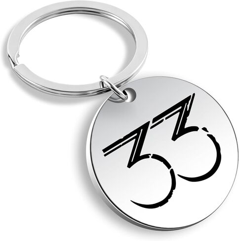 Game Inspired 33 Keychain, Expedition Silver Stainless Steel Double-Sided Laser-Engraved Key Ring in Saudi Arabia
