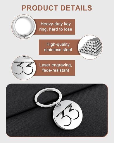 Game Inspired 33 Keychain, Expedition Silver Stainless Steel Double-Sided Laser-Engraved Key Ring in Saudi Arabia