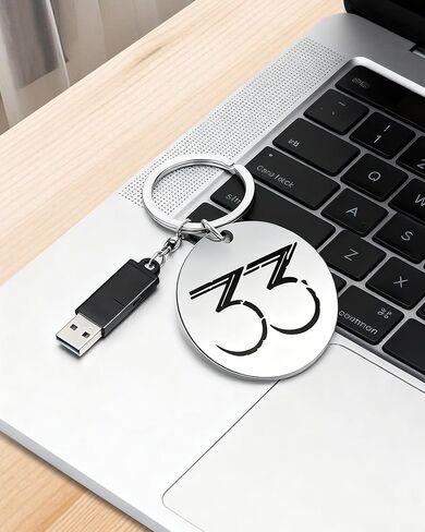 Game Inspired 33 Keychain, Expedition Silver Stainless Steel Double-Sided Laser-Engraved Key Ring in Saudi Arabia