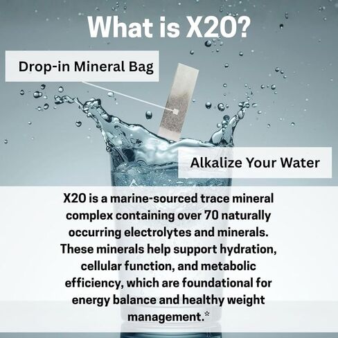 X2O Flavorless Drop-In Mineral Bags for Alkaline & Hydrogen Water – 30 Count | Alkalize Filtered Water | Add 70+ Ionic Trace Minerals for Cellular Hydration, Balanced pH, and Electrolytes in Saudi Arabia