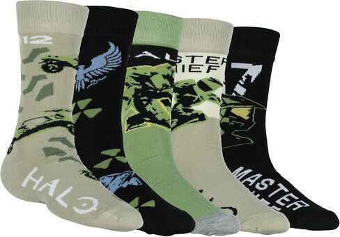 جوارب Bioworld Halo Socks للرجال من Master Chief Military Game مكونة من 5 أزواج من الجوارب متوسطة الساق in Kuwait