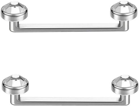 Surface Piercing Barbell 12mm Bar Titanium F136, Silver, 14 Gauge, Clear Crystal Ends, 2 Pack in Saudi Arabia