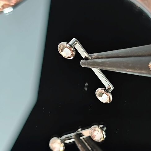 Surface Piercing Barbell 12mm Bar Titanium F136, Silver, 14 Gauge, Clear Crystal Ends, 2 Pack in Saudi Arabia