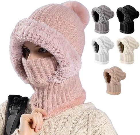 3 in 1 Beanie Hat for Women, Upgrade 3 in 1 Beanie Hat with Scarf and Mask, Fall Winter Warm Knitted Ski Scarf and Mask Set in Saudi Arabia