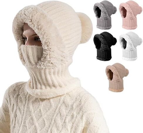 3 in 1 Beanie Hat for Women, Upgrade 3 in 1 Beanie Hat with Scarf and Mask, Fall Winter Warm Knitted Ski Scarf and Mask Set in Saudi Arabia