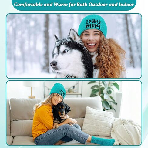 2 Pcs Dog Mom Gifts for Women Dog Mon Beanie Winter Hat Funny Socks Christmas Stocking Stuffers for Puppy Lovers Lap Green in Saudi Arabia