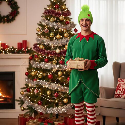 Toulite Christmas Santa Hat for Adult Monster Knitted Lime Green Santa Hat with Heart Fuzzy Pom Beanie for Christmas Holiday Party in Saudi Arabia
