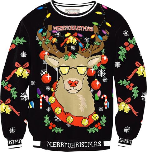 Mainfini Unisex Christmas Sweatshirts 3D Funny Classic Graphic Adult Xmas Pullover (S-3XL) in Saudi Arabia