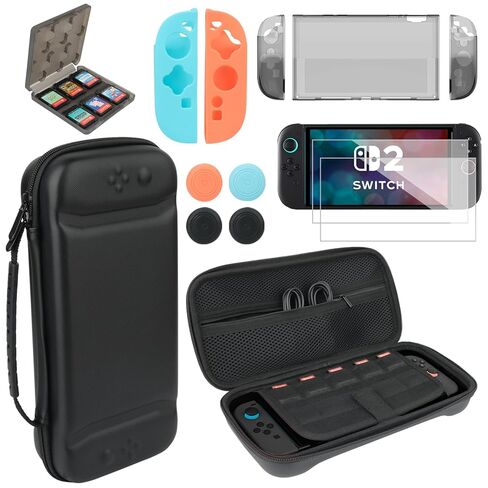 حزمة الملحقات لجهاز Nintendo Switch OLED Model (2021)، مجموعة أدوات الحفلات العائلية مع حقيبة حمل، قاعدة شحن Joy Con، مقابض، أغطية، عجلات قيادة، حامل، واقيات شاشة، قبعات (23 في 1) in Kuwait