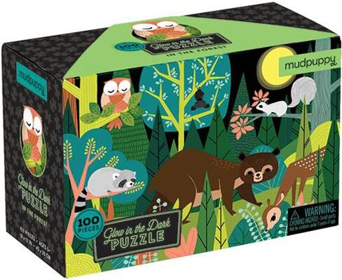 Mudpuppy in The Forest – 100 Piece Glow in The Dark Jigsaw Puzzle with a Woodland Scene of Animals and Hidden Nocturnal Details in The Dark in Kuwait