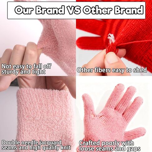 Kids Winter Gloves for Boys Girls 1-15 Years 3 Pairs Warm Particle Mink Knit Toddler Teen Gloves for Cold Weather in Saudi Arabia