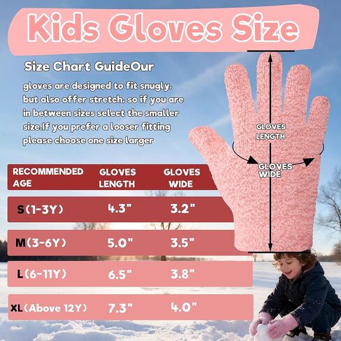 Kids Winter Gloves for Boys Girls 1-15 Years 3 Pairs Warm Particle Mink Knit Toddler Teen Gloves for Cold Weather in Saudi Arabia