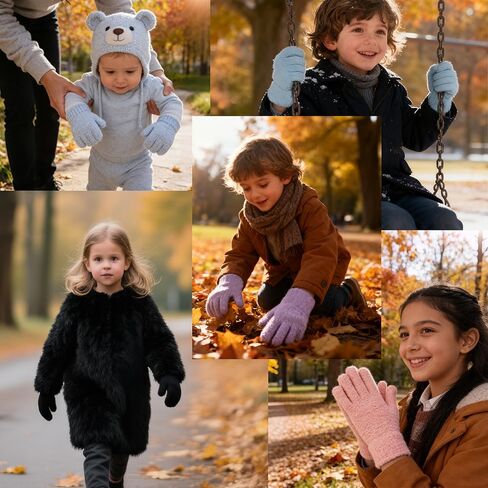 Kids Winter Gloves for Boys Girls 1-15 Years 3 Pairs Warm Particle Mink Knit Toddler Teen Gloves for Cold Weather in Saudi Arabia