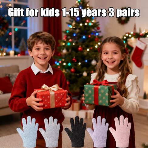 Kids Winter Gloves for Boys Girls 1-15 Years 3 Pairs Warm Particle Mink Knit Toddler Teen Gloves for Cold Weather in Saudi Arabia