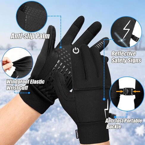 Kids Winter Gloves for Girls Boys Thermal Touchscreen Anti-Slip Reflective Gloves with Velvet Lining for 3-16 Years in Saudi Arabia
