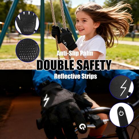 Kids Winter Gloves for Girls Boys Thermal Touchscreen Anti-Slip Reflective Gloves with Velvet Lining for 3-16 Years in Saudi Arabia