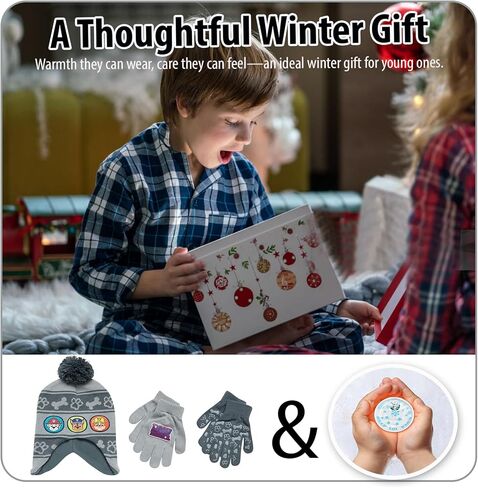 Nicklelodeon Paw Patrol Boy's Winter Hat and 2 Pair of Gloves or Mittens Set (Toddler/Little Boys) Size Age 4-7, Paw Patrol Grey Glove with Handwarmers in Saudi Arabia