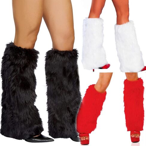 Women's Faux Fur Leg Warmers, Fuzzy Fluffy Leg Warmers Y2k for Halloween Christmas in Kuwait