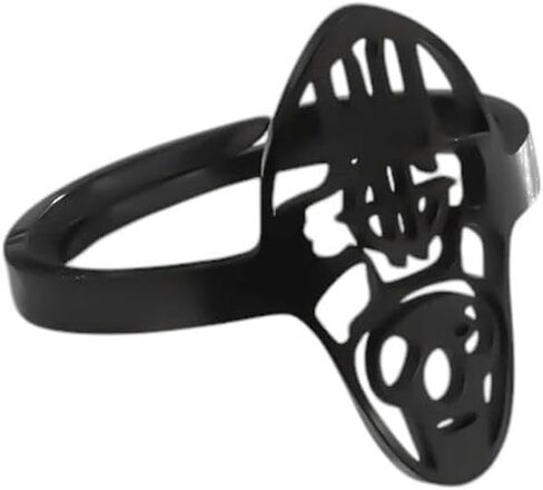 New 2025 Hip Hop Skull Glossy Stainless Hollow Design Versatile Gothic Party Accessories For Men And Women Jewelry Fashion Trendy Creative Gift in Saudi Arabia