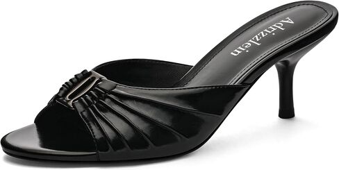 حذاء Adrizzlein Kitten بكعب نسائي مكشكش بكعب 2.7 بوصة مفتوح عند أصابع القدم وكعب مستدير عند أصابع القدم سهل الارتداء in Kuwait