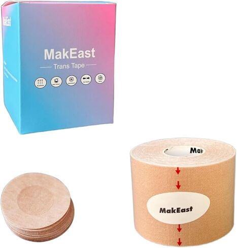 Trans Tape for Transitioning Small Size Chest Binding Tape FTM Chest Binder with Nipple Covers 2 in X 16.5 ft in Saudi Arabia