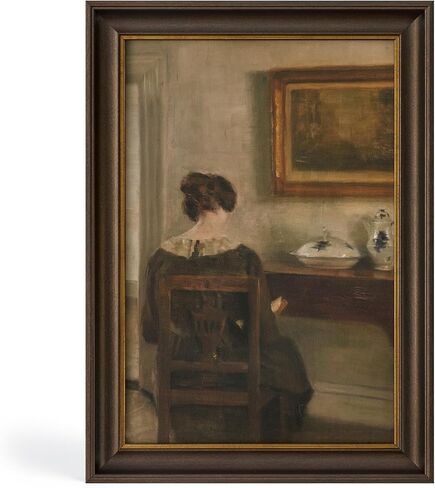 Vintage Gold Framed Canvas Book Wall Art,Gril Woman Reading Books Poster for Farmhouse Room Decor,8x12 Framed Canvas Prints Oil Paintings Pictures,Gift for Book Lovers Birthday Housewarming in Saudi Arabia