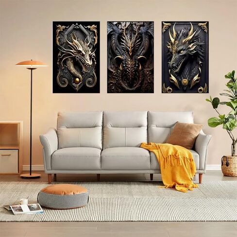 1Set/3pcs Repic Dragon Art Intricate Ornate Dragon Portraits, 8x12 Inches, Unframed in Saudi Arabia