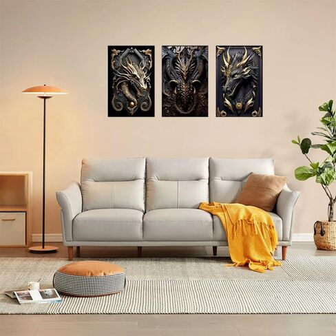 1Set/3pcs Repic Dragon Art Intricate Ornate Dragon Portraits, 8x12 Inches, Unframed in Saudi Arabia