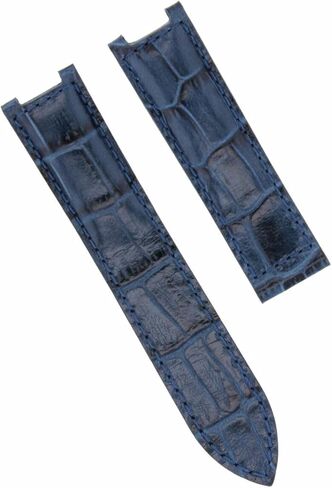 Ewatchparts 20mm Genuine Leather Watch Band Strap Deployment Clasp Compatible With Cartier Pasha Watch Blue in Saudi Arabia