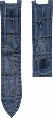 Ewatchparts 20mm Genuine Leather Watch Band Strap Deployment Clasp Compatible With Cartier Pasha Watch Blue in Saudi Arabia