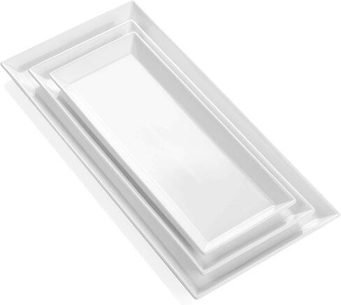 Sweese White Serving Platters, Porcelain Serving Trays for Parties, Large Rectangular Plates - 15.5 Inch, Set of 4 in Kuwait