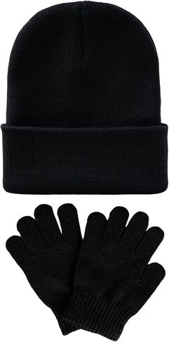 Kids Beanie Hats and Gloves Set Kid's Knitted Beanies Hat Winter Gloves for Boys Girls in Saudi Arabia