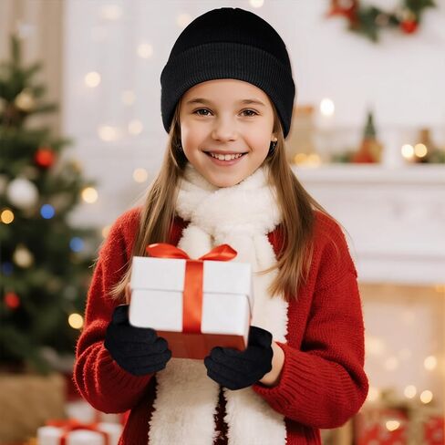 Kids Beanie Hats and Gloves Set Kid's Knitted Beanies Hat Winter Gloves for Boys Girls in Saudi Arabia