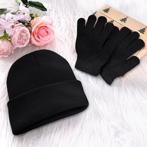 Kids Beanie Hats and Gloves Set Kid's Knitted Beanies Hat Winter Gloves for Boys Girls in Saudi Arabia