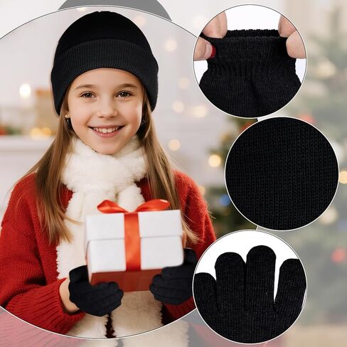 Kids Beanie Hats and Gloves Set Kid's Knitted Beanies Hat Winter Gloves for Boys Girls in Saudi Arabia