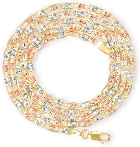 Nuragold 14k الذهب الأصفر الحقيقي الوردي الأبيض الصلب فالنتينو 2.5 ملم مرساة سلسلة ربط سوار أو خلخال (7 "-9") مجوهرات إيطالية أنيقة للنساء in Saudi Arabia