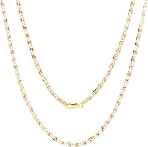 Nuragold 14k الذهب الأصفر الحقيقي الوردي الأبيض الصلب فالنتينو 2.5 ملم مرساة سلسلة ربط سوار أو خلخال (7 "-9") مجوهرات إيطالية أنيقة للنساء in Saudi Arabia