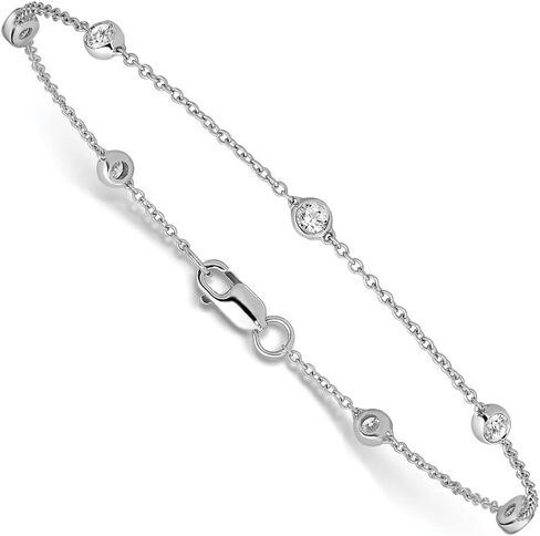 14K Gold Lab Grown Diamond 9 Station Rolo Chain Anklet 9" (0.55ct, Color- D-E, Clarity- VS-SI) in Saudi Arabia