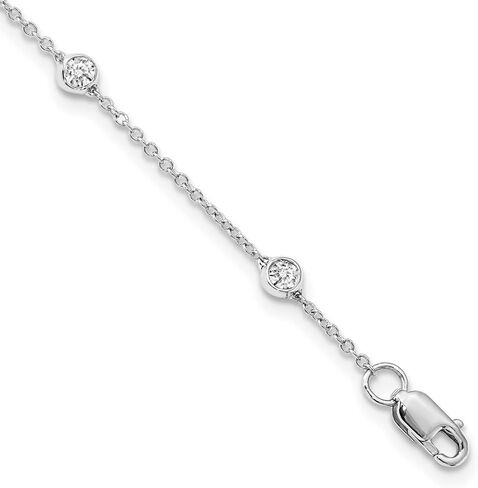 14K Gold Lab Grown Diamond 9 Station Rolo Chain Anklet 9" (0.55ct, Color- D-E, Clarity- VS-SI) in Saudi Arabia