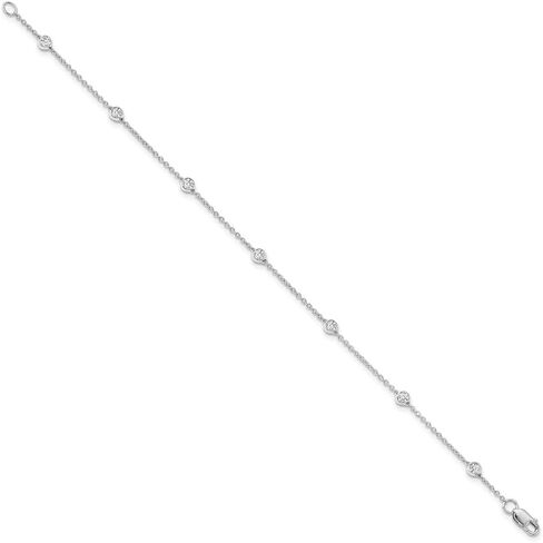 14K Gold Lab Grown Diamond 9 Station Rolo Chain Anklet 9" (0.55ct, Color- D-E, Clarity- VS-SI) in Saudi Arabia
