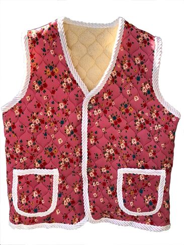 Korean Fashion, Kimchi Kimjang vest, Retro Granma fashion, Korean wannabe MZ fashion, Popular K fashion vest, Korean Winter, Halme, Floral patten with red,pink,blue,purple,grey. (Random) in Saudi Arabia