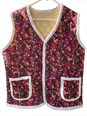 Korean Fashion, Kimchi Kimjang vest, Retro Granma fashion, Korean wannabe MZ fashion, Popular K fashion vest, Korean Winter, Halme, Floral patten with red,pink,blue,purple,grey. (Random) in Saudi Arabia