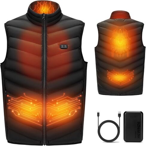 سترة HEWINZE للرجال مزودة ببطارية احتياطية بقوة 10000 مللي أمبير في الساعة، وتدفئة الجرافين 5 مناطق، و3 درجات حرارة، ومفاتيح مزدوجة in Kuwait