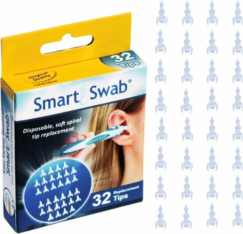 Spiral Ear Wax Removal Replacement Tips – 32 Soft Silicone Spiral Tips Only (No Handle) | Patented Safe Ear Cleaning Design | Easy, Gentle & Reusable Ear Cleaner Refills in Saudi Arabia