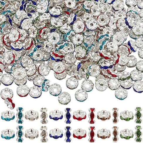 1 Box 300Pcs 6 Colors 6mm Rondelle Crystal Beads Rhinestone Spacer Bead Wavy Edge Loose Brass Wave Spacer Beads for Jewelry Making Supplies DIY Necklaces Bracelets Earrings Beaded Pens Crafts in Kuwait