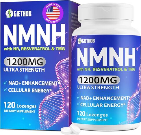 NMNH تحت اللسان (ثنائي هيدرونيكوتيناميد أحادي النوكليوتيد)، بديل مكمل NMN، مستويات NAD+ مع تقدمنا ​​في العمر، مكافحة الشيخوخة، الطاقة، مكمل NAD Resveratrol مع w/NR، ريسفيراترول وTMG 120 عدد in Saudi Arabia