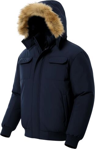 Men's Winter Coat Warm Puffer Jacket Down Hooded Parka Waterproof Thicken Snow Coats with Pockets in Saudi Arabia