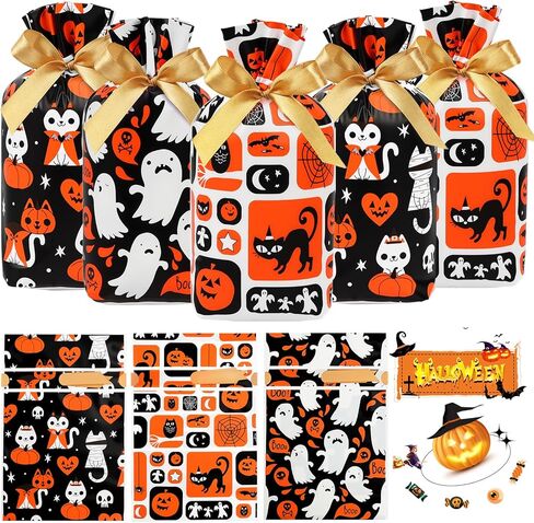 HRX Package 50pcs Halloween Treat Bags, 5.8x9x2.4 inch Drawstring Candy Bags Small Goodie Bags for Trick or Treat in Kuwait