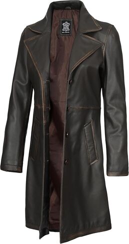 جاكيتات معاطف جلدية للسيارات للنساء - سترة جلدية طويلة حقيقية للنساء معطف جلد الخراف الأنيق للنساء in Kuwait